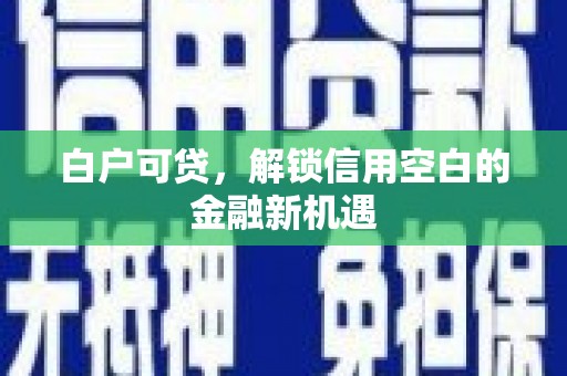 长垣白户可贷，解锁信用空白的金融新机遇
