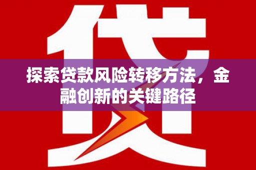 长垣探索贷款风险转移方法，金融创新的关键路径